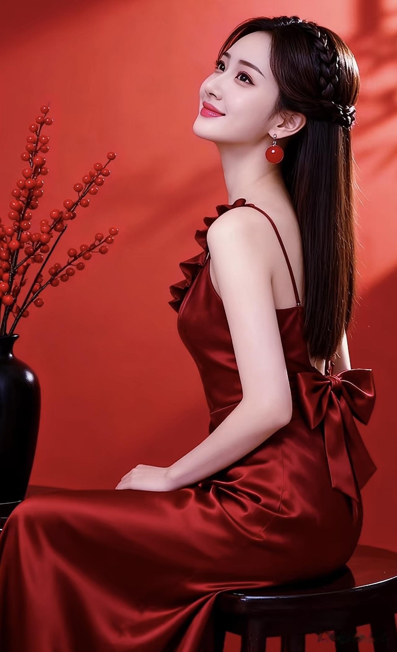 优雅红裙，甜美笑容，红艳动人！🌹💃👗气质红裙女 红裙闪耀写真 气质红裙穿搭