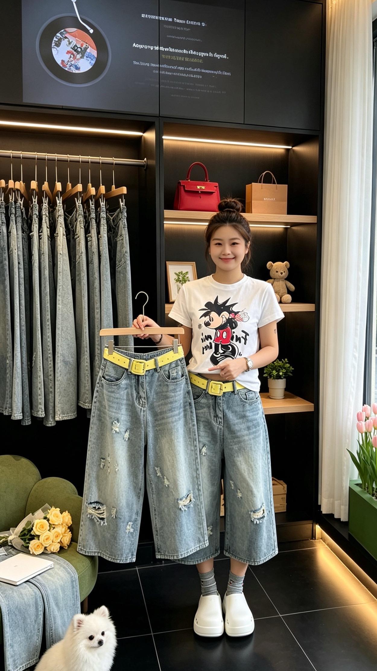 春夏破洞洞洞裤夏季新款高腰显瘦