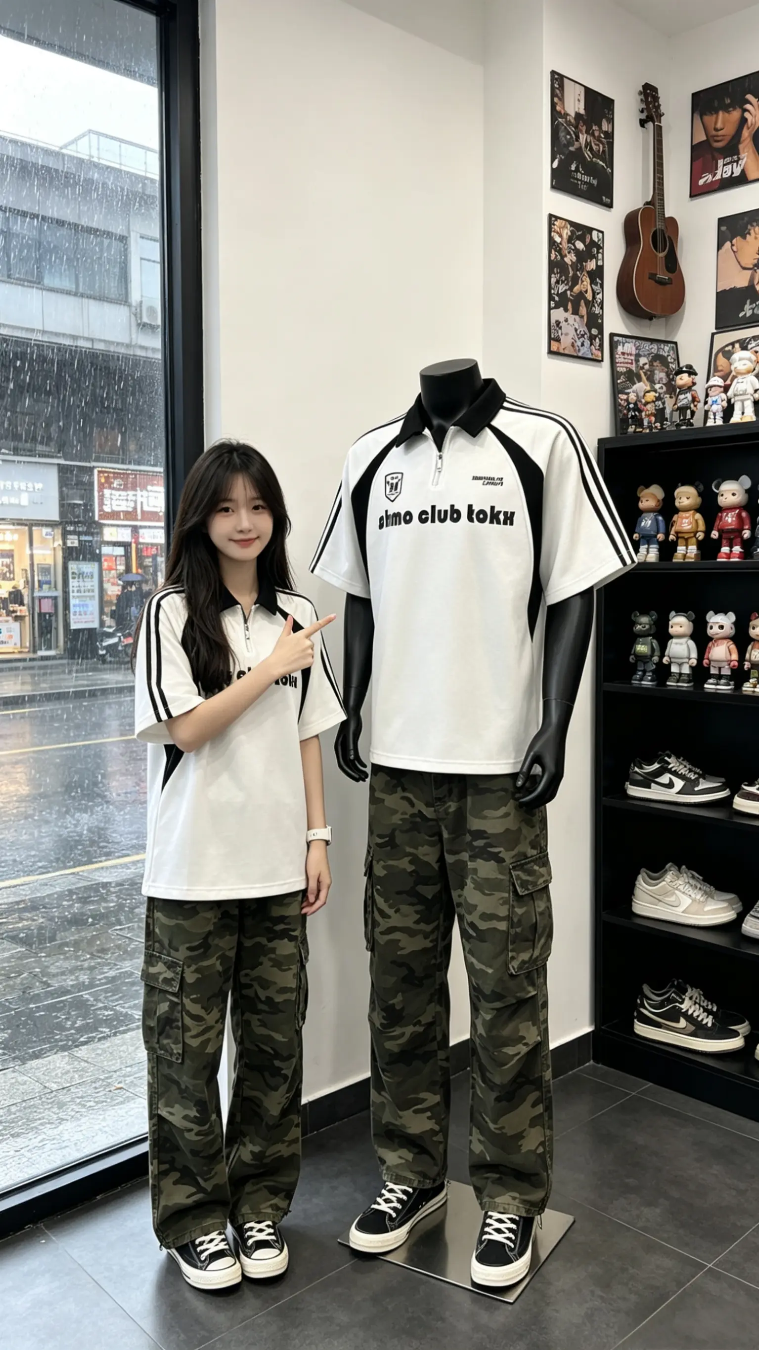 撞色条纹polo我爱了