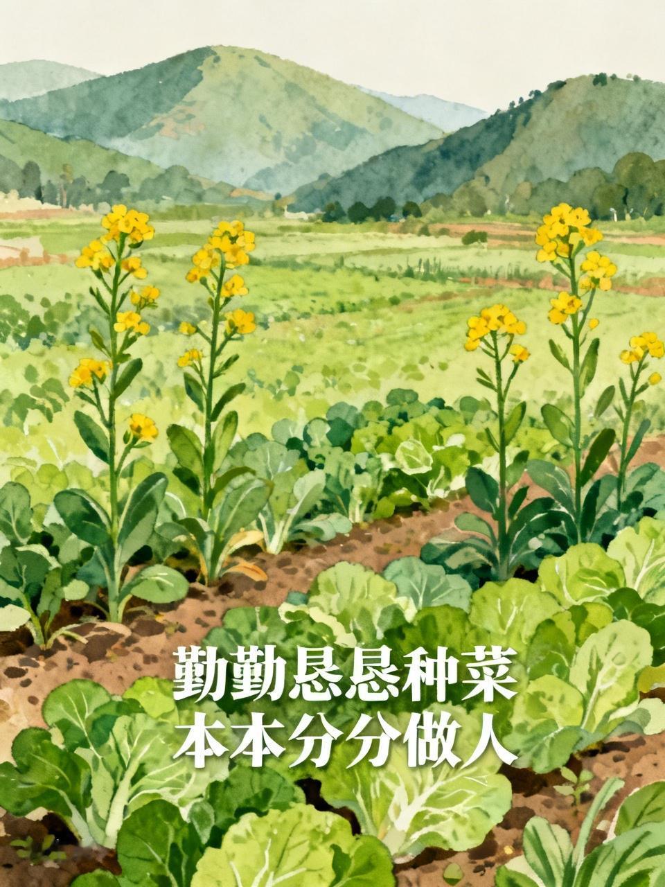 分析上联“勤勤恳恳种菜”，“勤勤恳恳”是AABB式的叠词，描绘出一种做事认真、踏