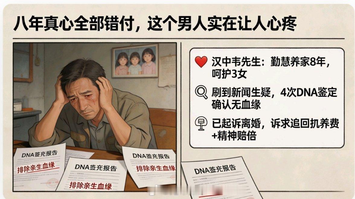 结婚8年3娃非亲生当事人发声【八年真心全部错付，这个男人实在让人心疼】汉中韦先生