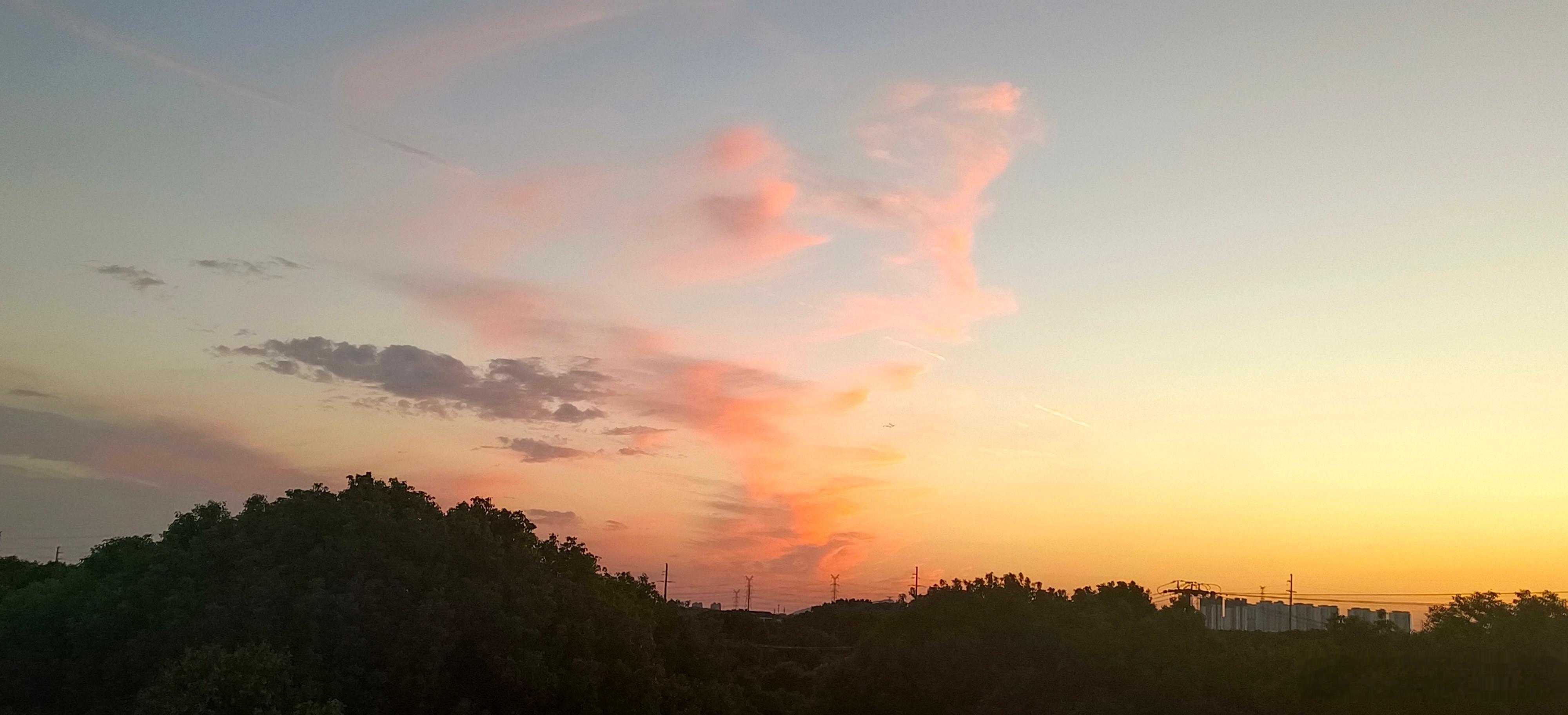 《秋日残阳》 远树衔残日，平芜浸晚光。秋风随落照，天地染橙黄。 ​​​