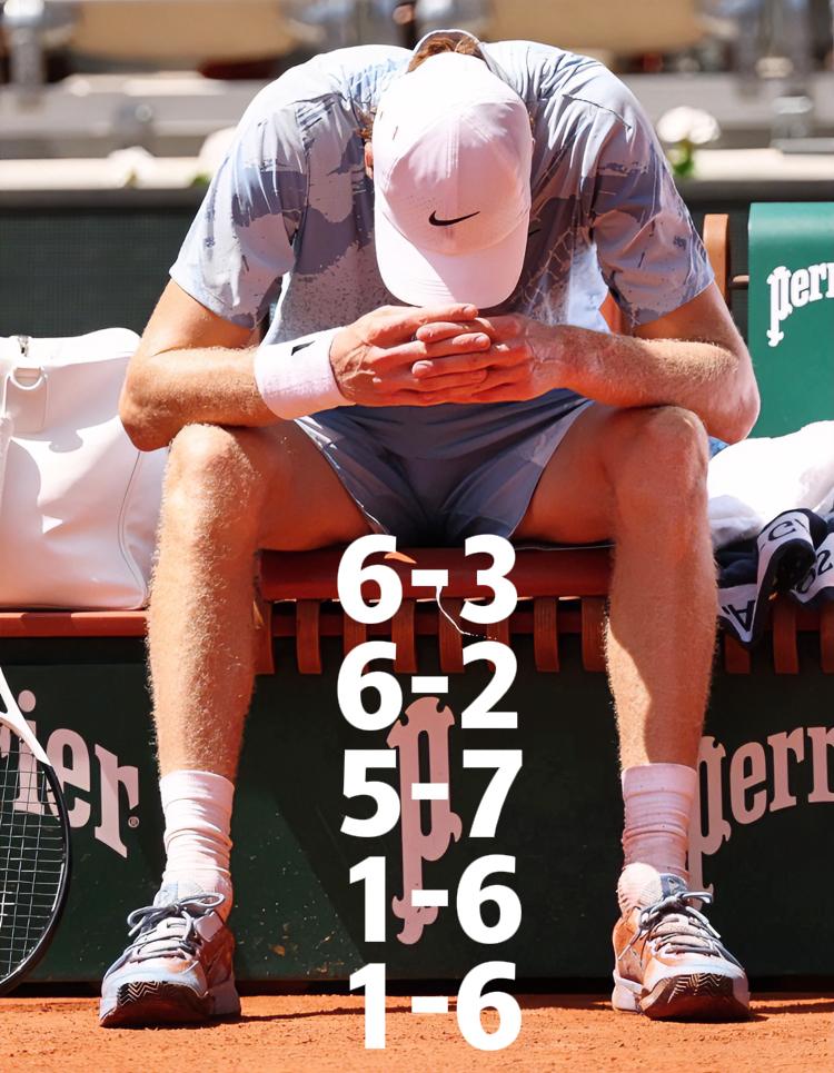 惊天大冷！！
罗兰加洛斯热情似火的骄阳把辛纳送回家了！！
在刚刚结束的法网男单第
