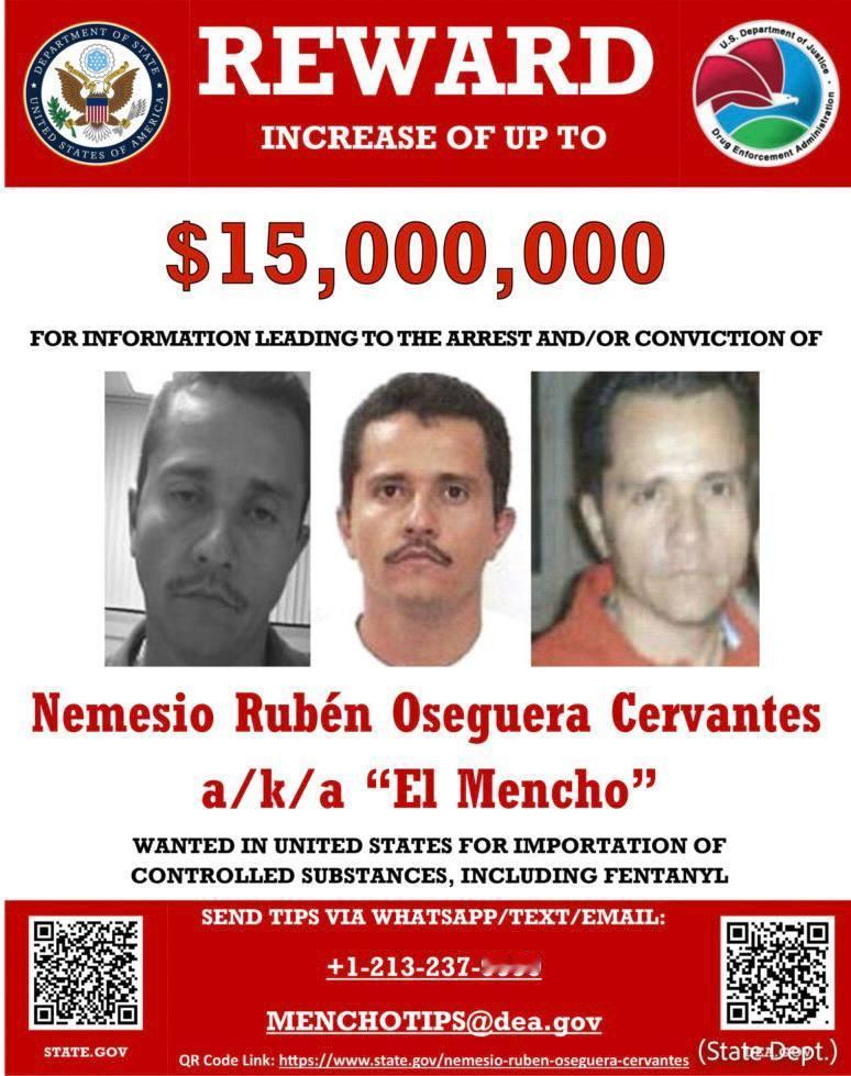 美国国务院曾悬赏 1500 万美元缉拿 “埃尔・门乔”。墨西哥多发较严重社会治安