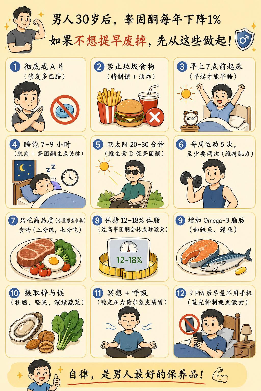 男人30岁后，睾固酮以每年约1%的速度悄然流失。这不仅影响精力、情绪，更直接关系