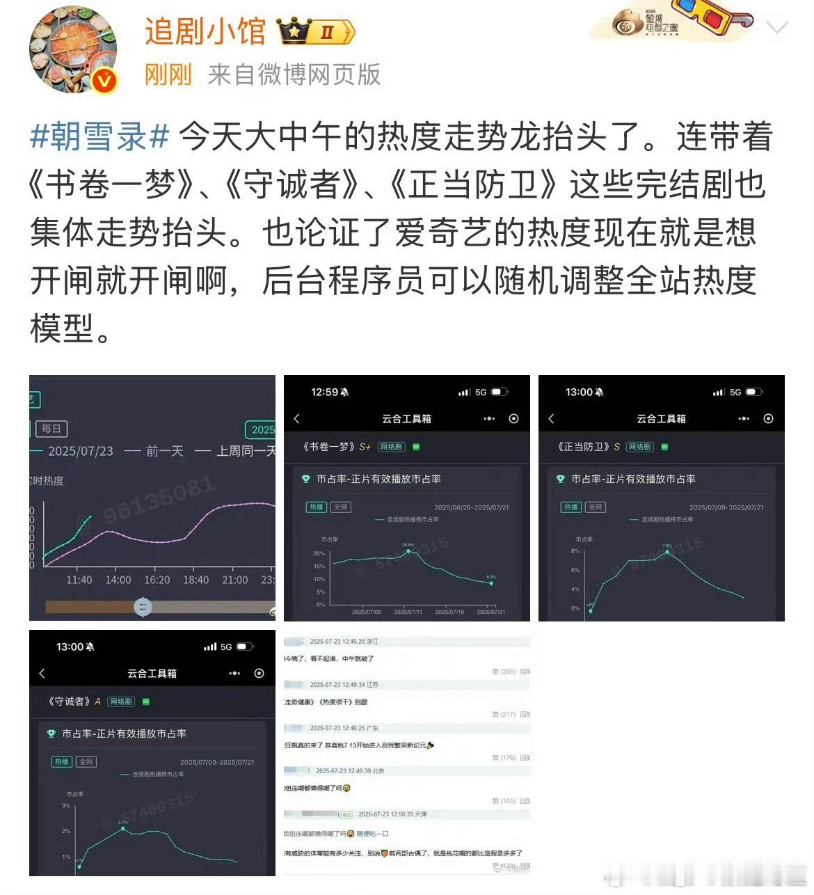 爱奇艺今年播剧的热度真的从临江仙开始就在被怀疑，一路怀疑到朝雪录 ​​​