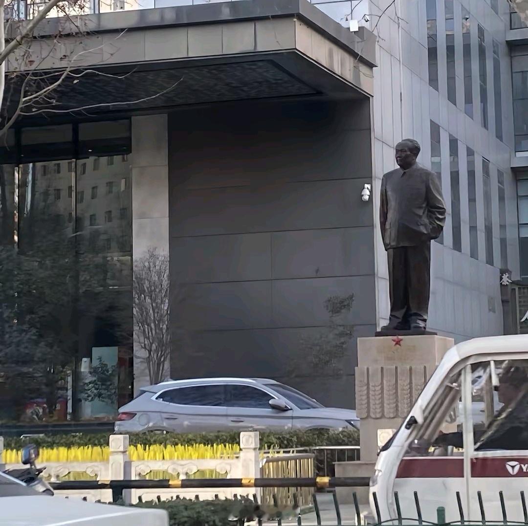 在河南郑州金水区未来路街道燕庄村南侧，矗立着一尊教员的雕像。与众不同的是，伟人一