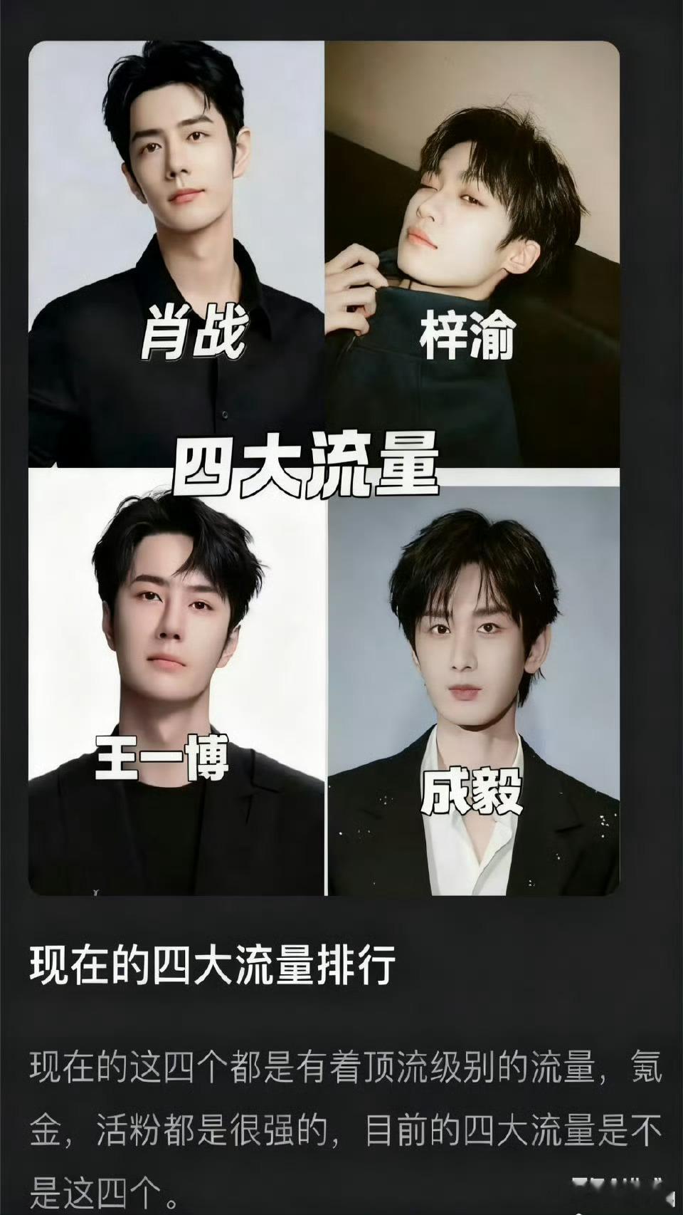 四大男流量排行文娱热搜第一，搬运给大家看看~ ​​​