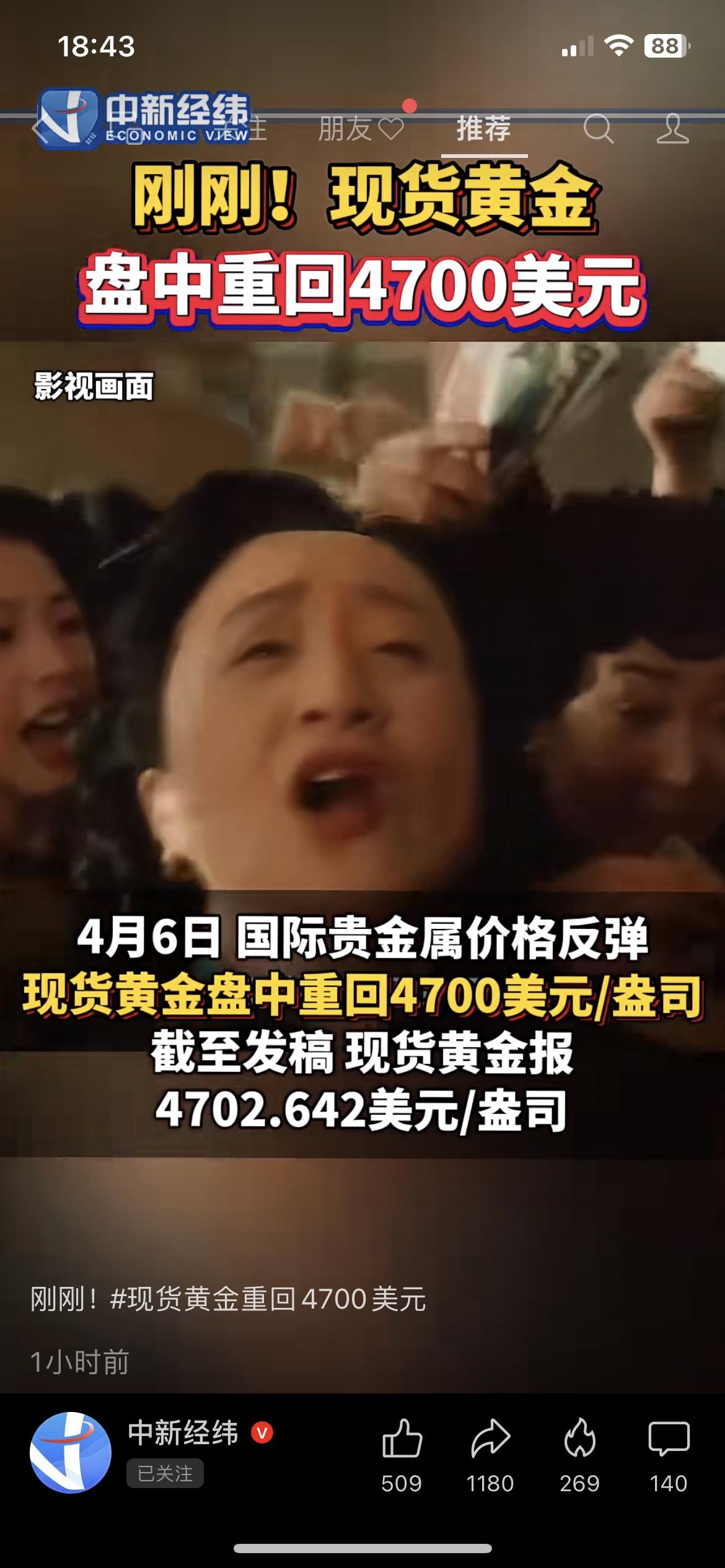黄金又冲新高！4700美元来了，普通人别盲目追高
黄金彻底火了！
现货黄金盘中直