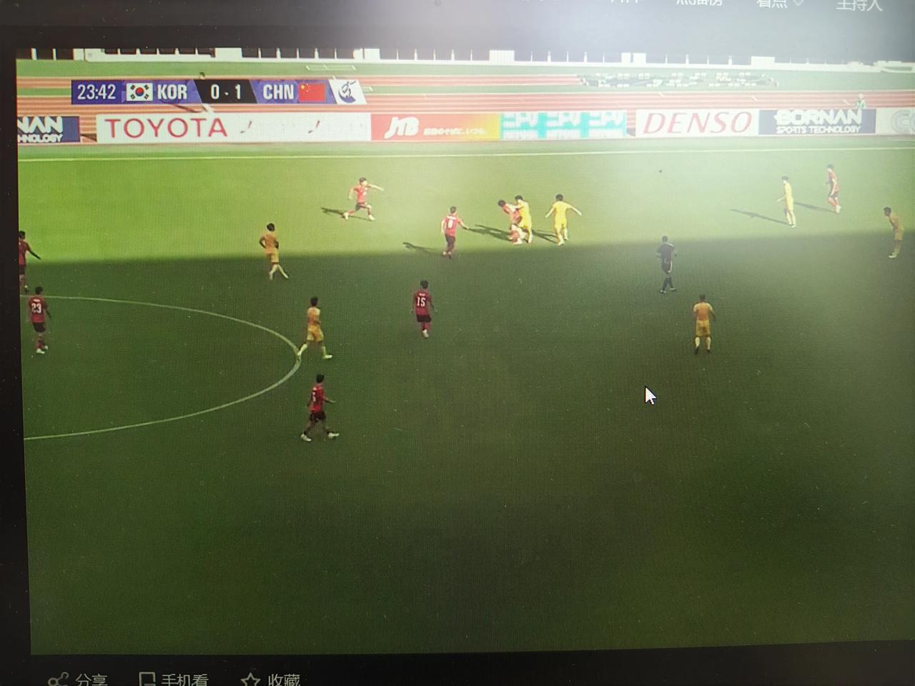 中韩U23亚运队进行到第23分钟，王玉栋接毛伟杰传球打进一球，目前1：0领先韩国