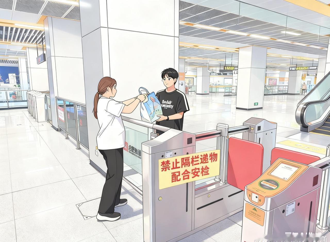 【爱合肥 文明行】隔栏递物不可为，配合安检守新规。合肥轨道出行提醒 ​​​