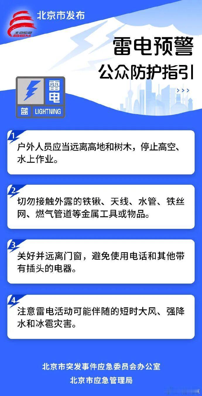 北京这天气真是说变就变！2026年8月17日16时30分就发布了雷电蓝色预警。预