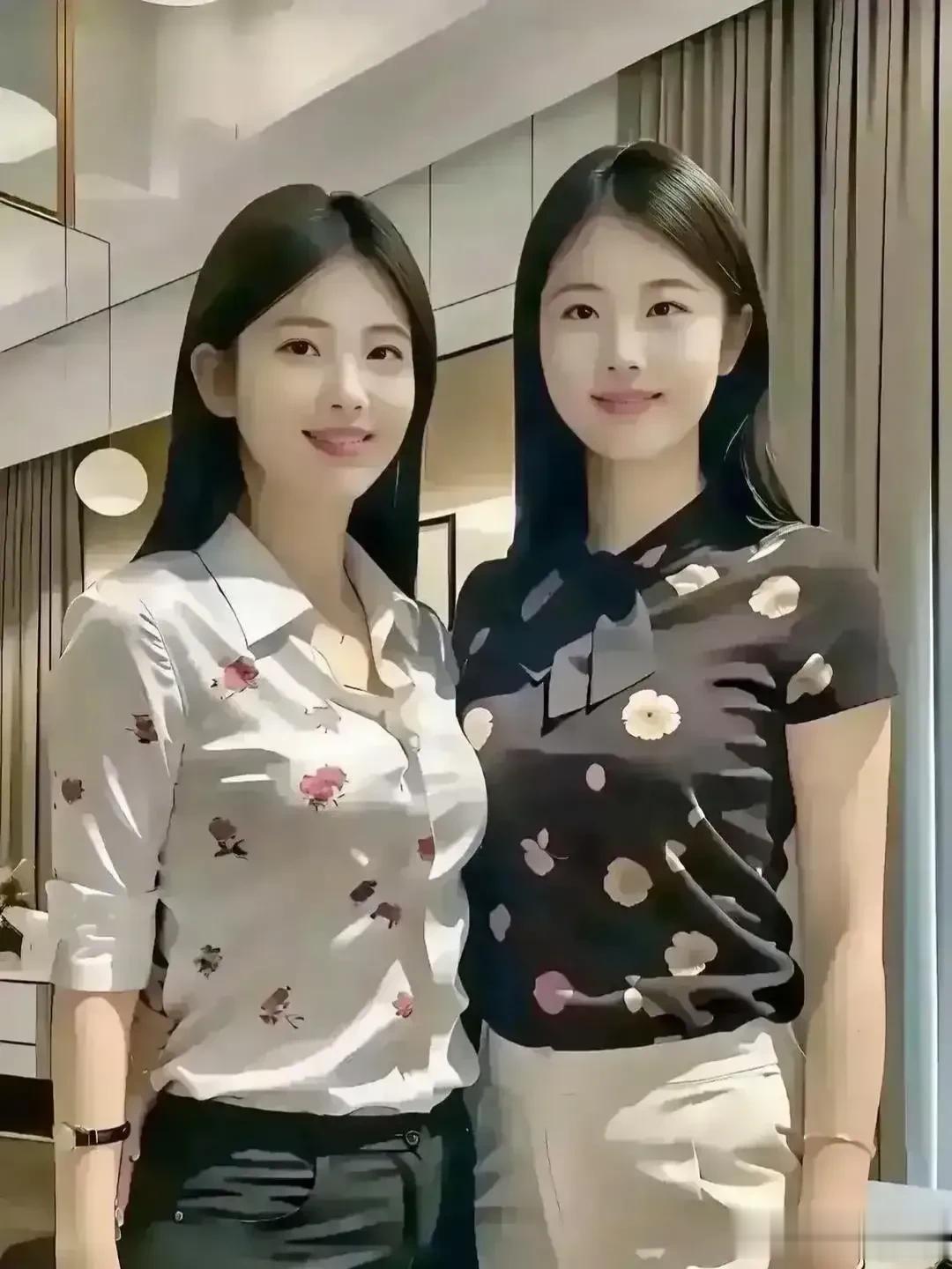 乍一看以为这是一对双胞胎，其实人家是一对母女，不得不承认，当妈的驻颜有术，长得太