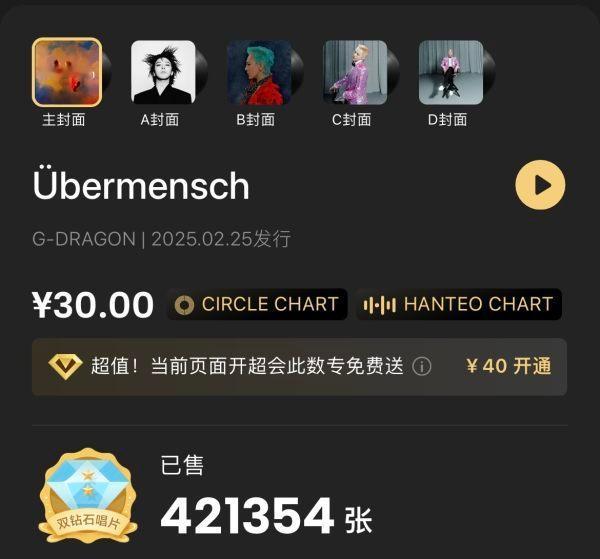 [话筒]如何看待权志龙最新solo数专销量42万张秒了田柾国solo出道数专销量