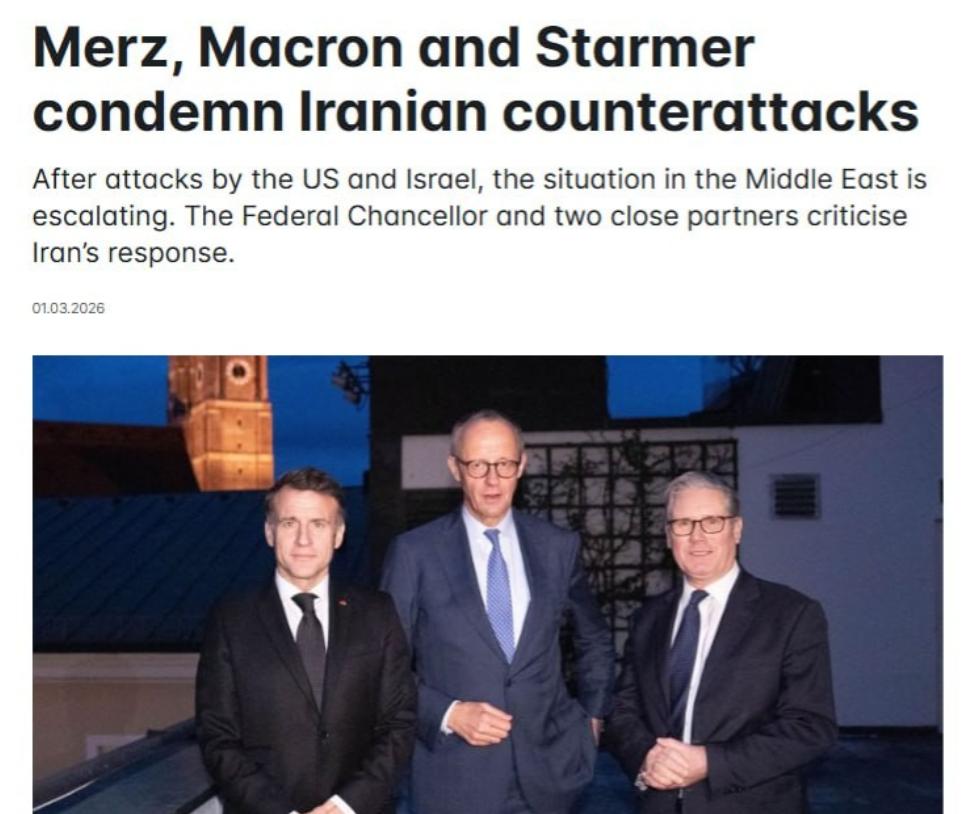 德法英三国领导人威胁称，若伊朗继续攻击中东地区国家领土，将对其采取军事措施。三国