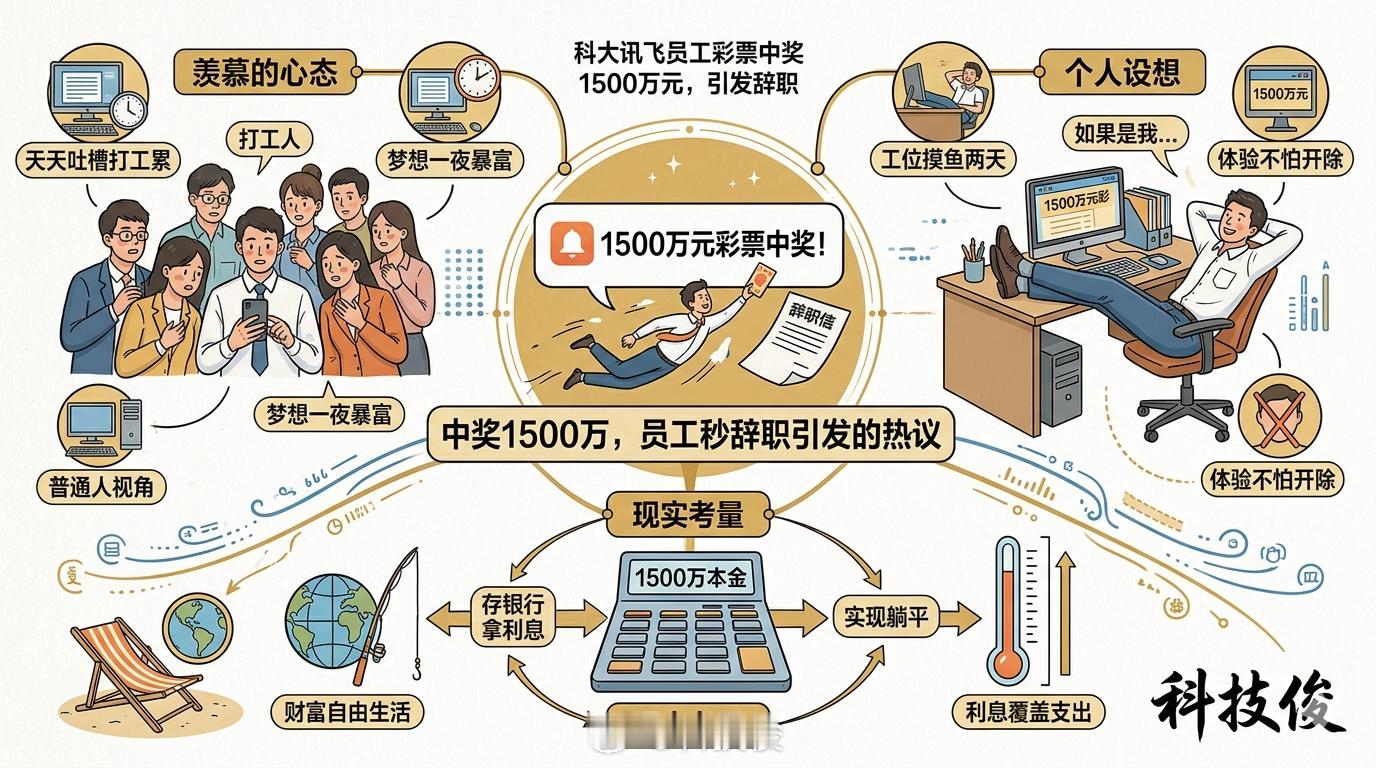 员工中了1500万彩票后直接离职是谁羡慕了我不说，科大讯飞员工中奖1500万秒辞