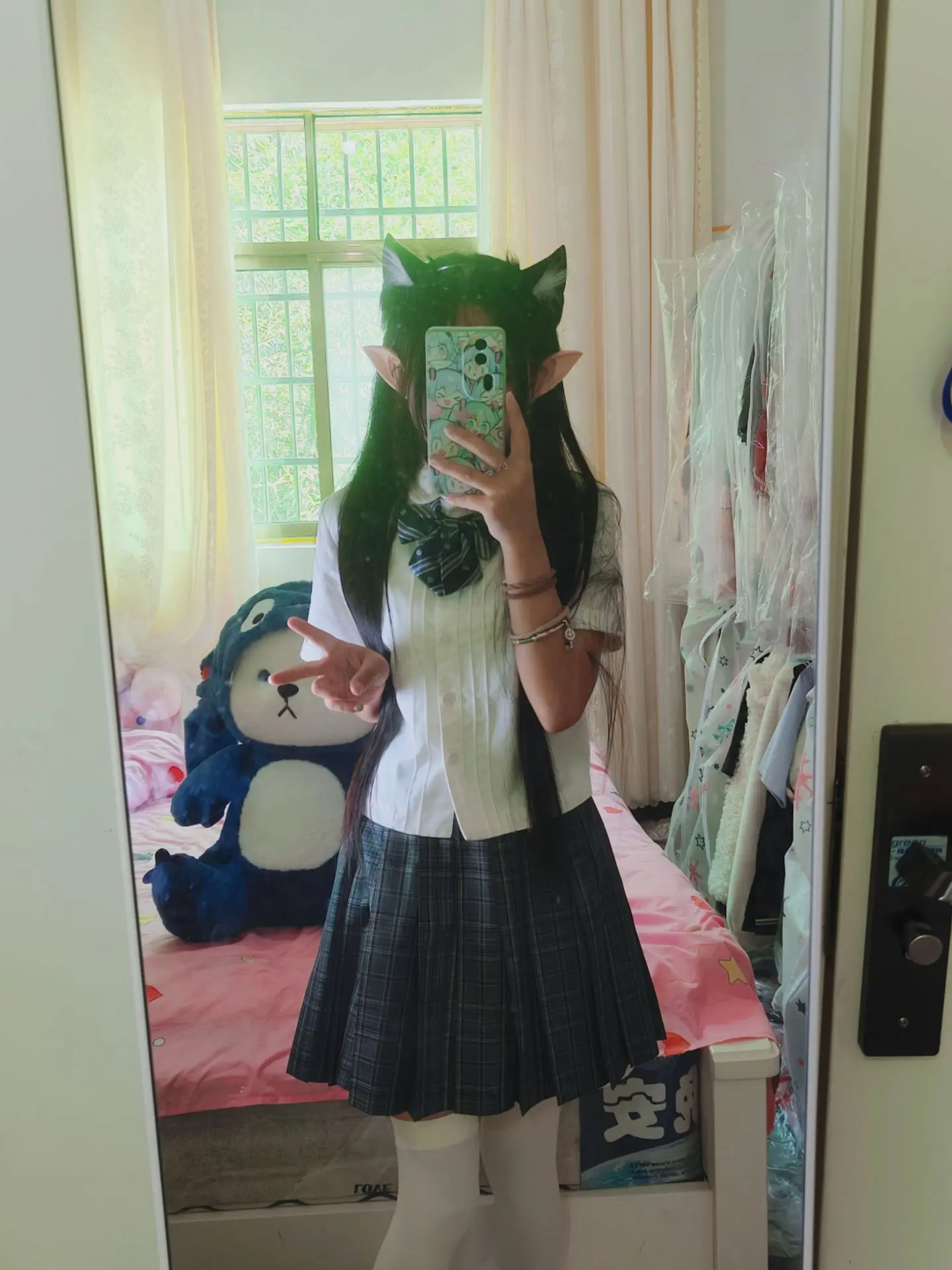 甜妹 jk制服 jk ootd穿搭 对镜拍