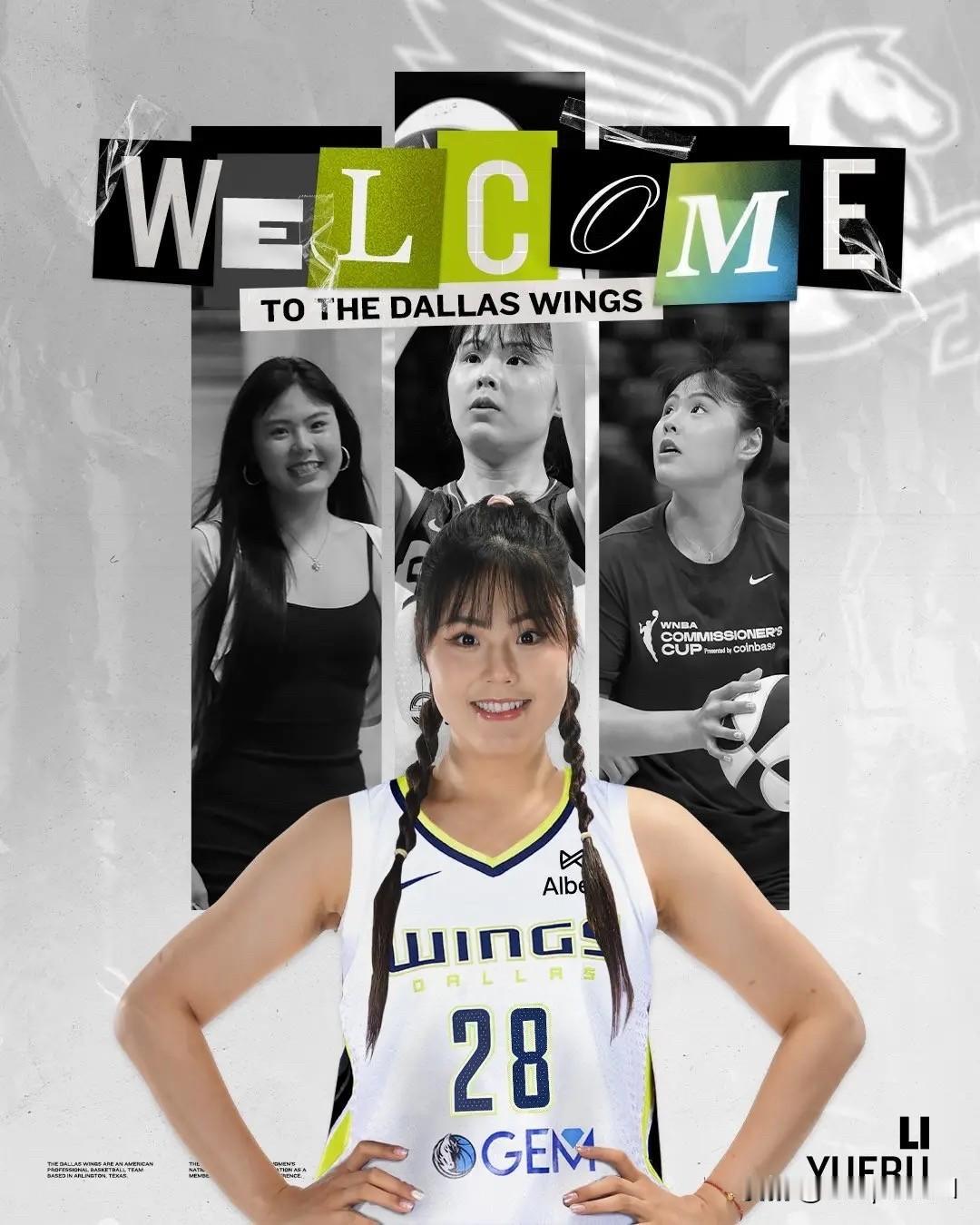 WNBA达拉斯飞翼官媒更新晒照，正式欢迎中国球员李月汝加入球队。

配文：“欢迎