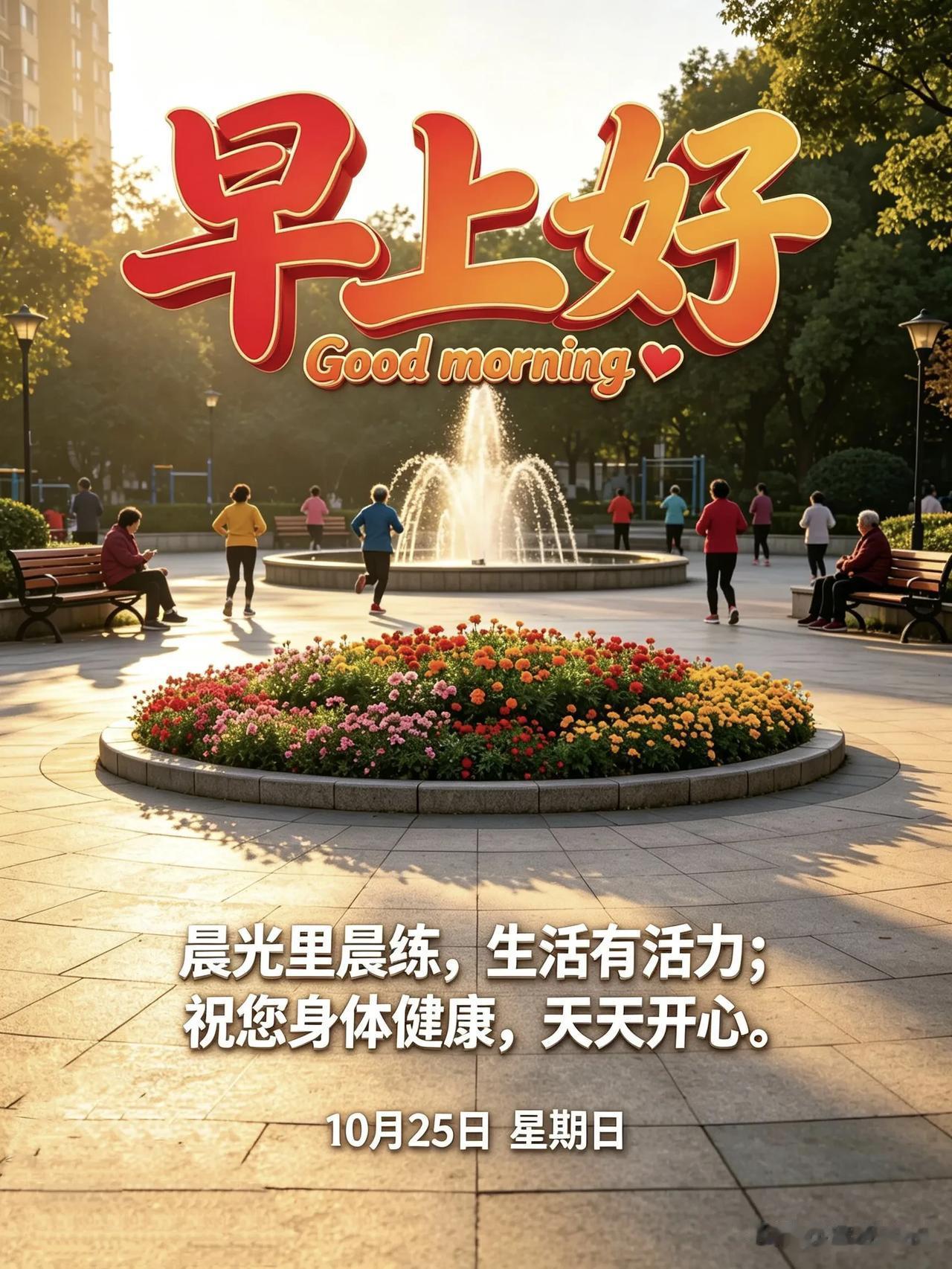 晨光相伴，晨练舒心，愿身体健康，日日欢喜，早上好！