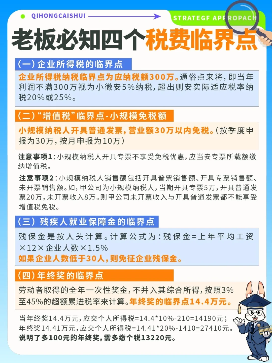 公司老板和财务必知4⃣个税费临界点💯