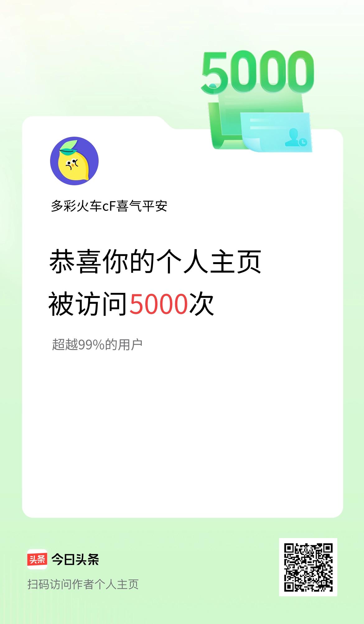 我的头条个人主页被访问5000次啦！