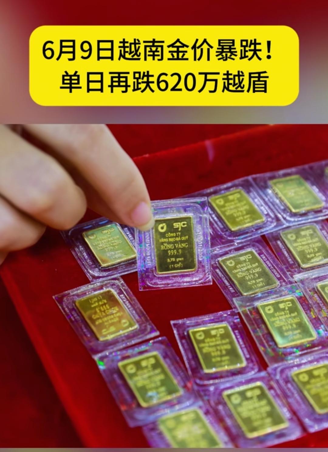 越南黄金暴跌700万越盾，越南黄金市场迎来剧烈震荡，6月8日当地金价全线跳水，金