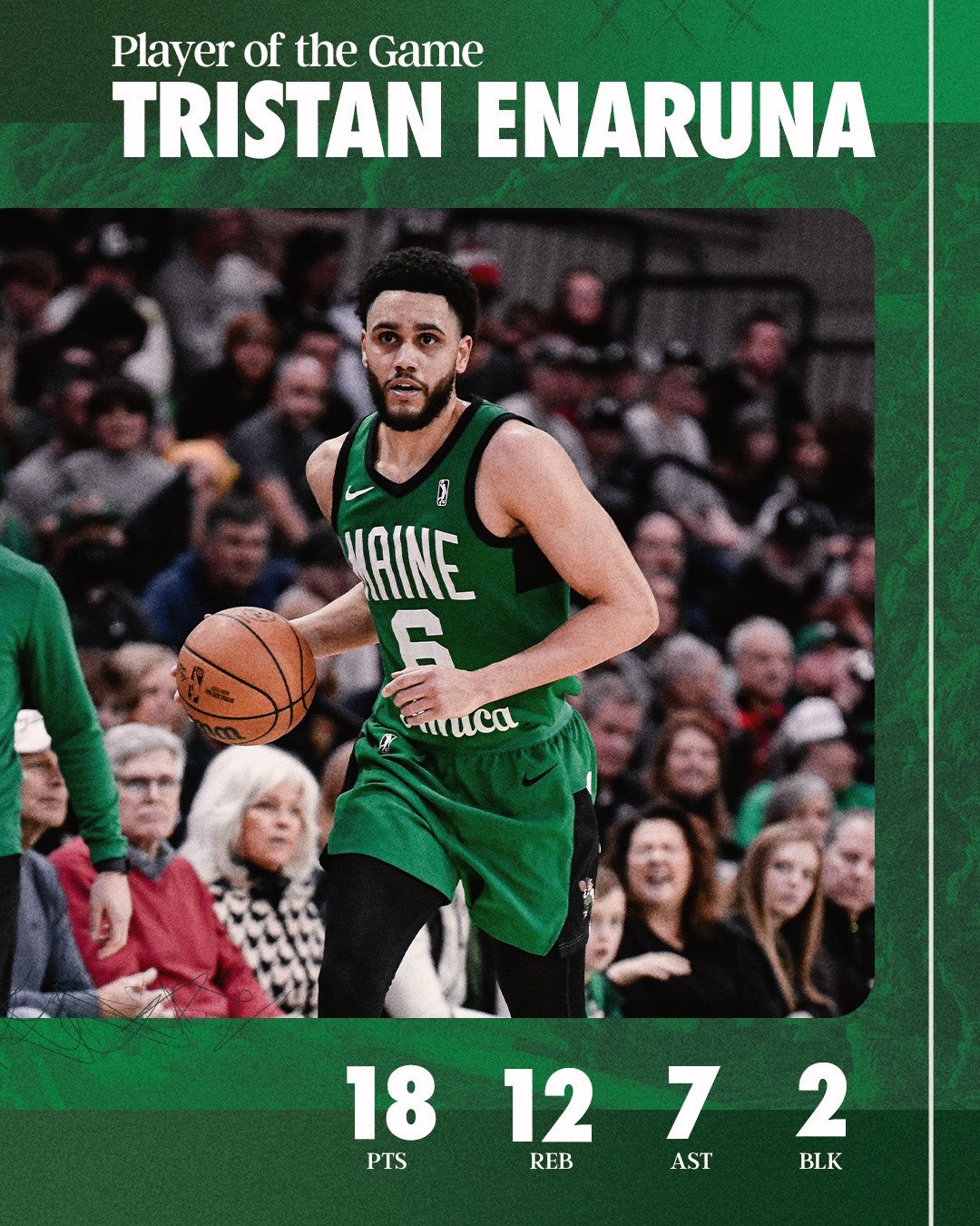缅因州凯尔特人 Player Of The Game : Tristan Ena