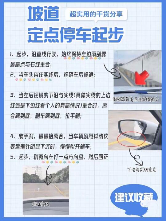 坡道 超实用的干货分享 定点停车起步 1、起步，沿直绕行驶，始终保持左...