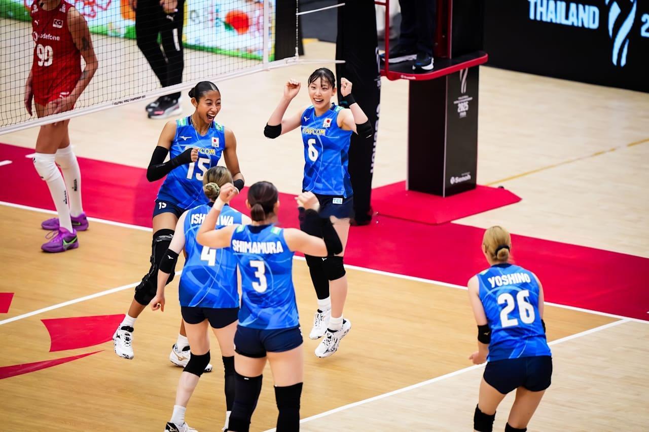 日本女排1-3土耳其女排（半决赛）日本女排个人得分统计和田由纪子：22分（38扣