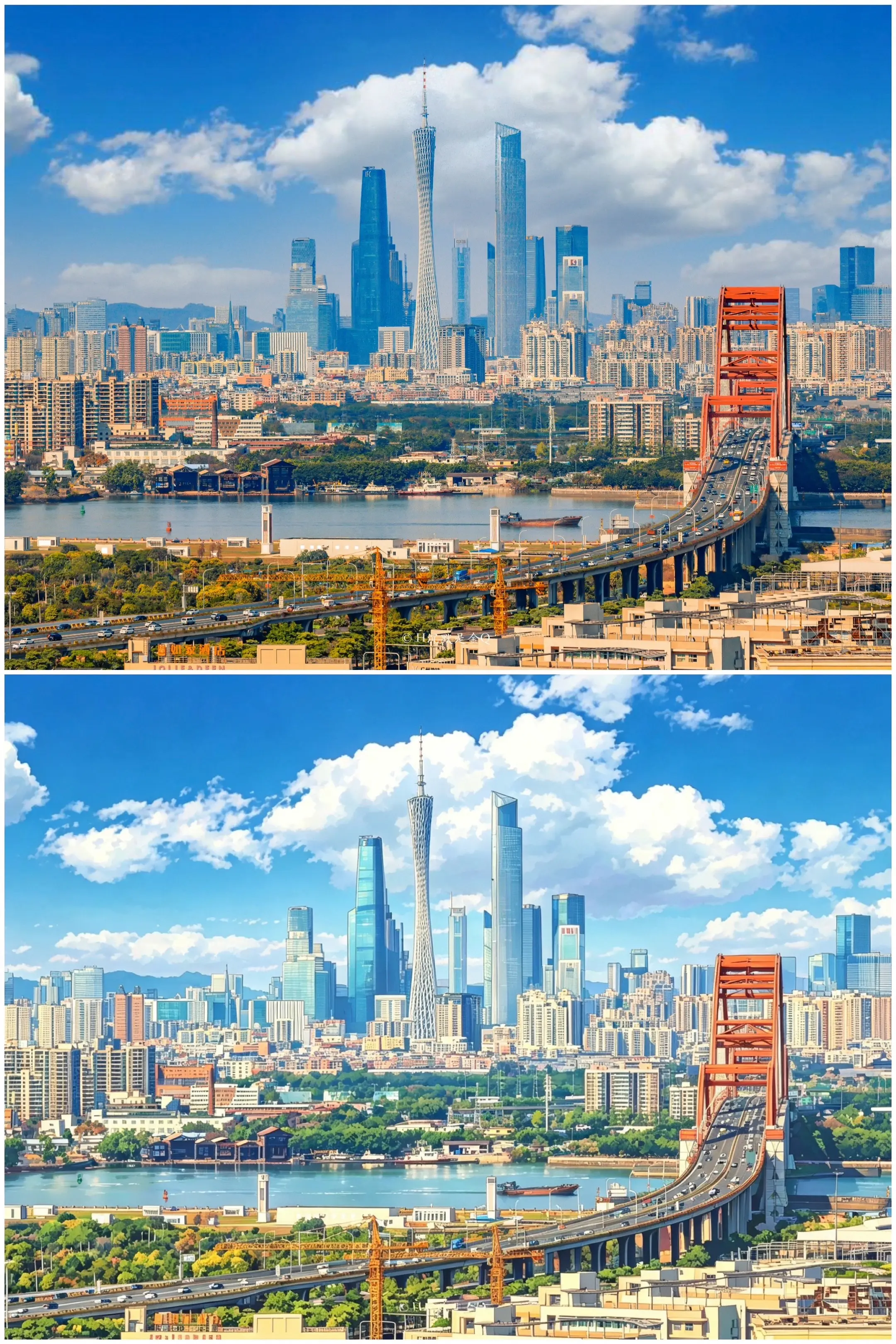 用新海诚动漫风格打开广州风景