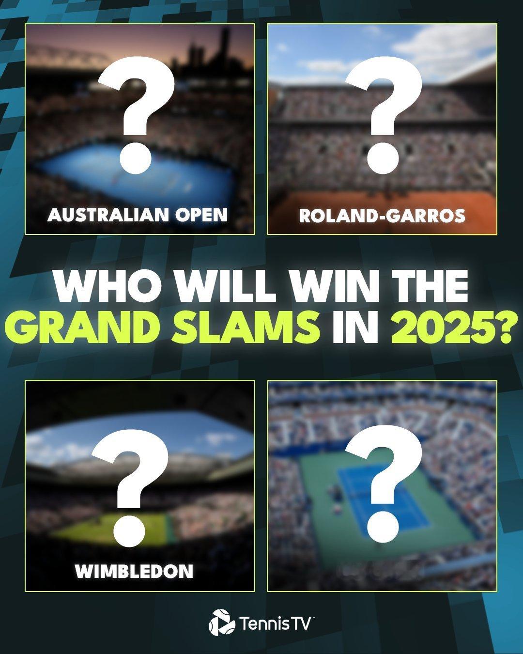 2024澳网：辛纳2024法网：阿尔卡拉斯2024温网：阿尔卡拉斯2024美网：