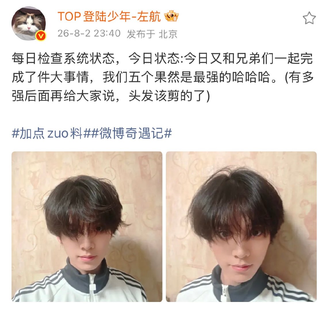 左航头发该剪了左航预告完成了件大事情 期待宝宝说的大事情 