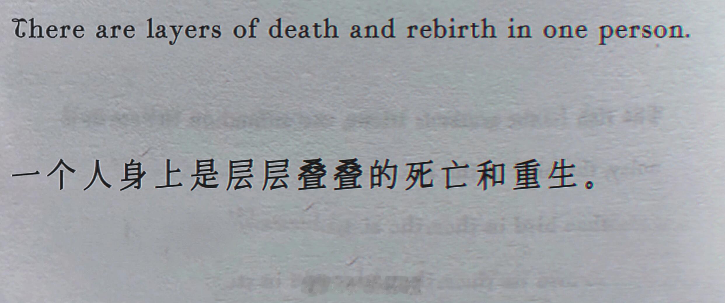 震撼了我很久的一句：一个人身上是层层叠叠的死亡和重生。 ​​​