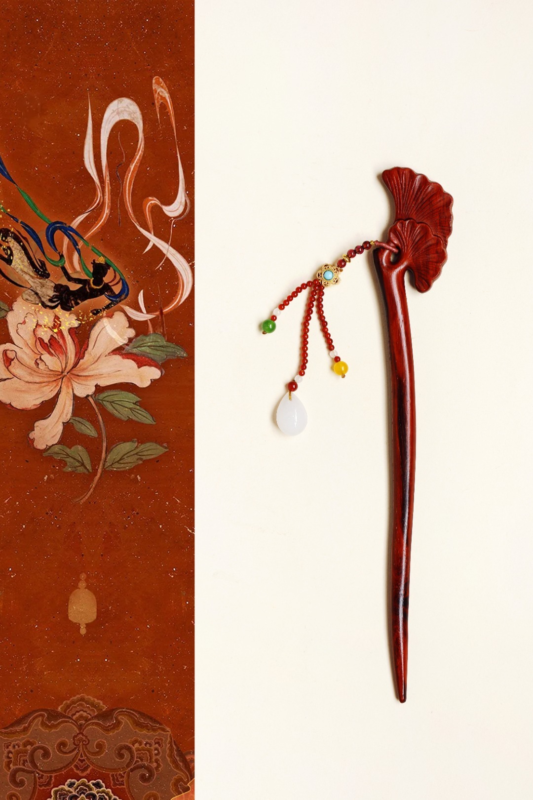 紫檀【银杏】发簪甄选紫檀精致老料，好料配好簪，将头发梳拢、绾起、入簪，芳华始现，