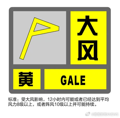 【上海发布大风黄色预警 未来24小时将现8-10级大风】#上海要刮8至10级大风