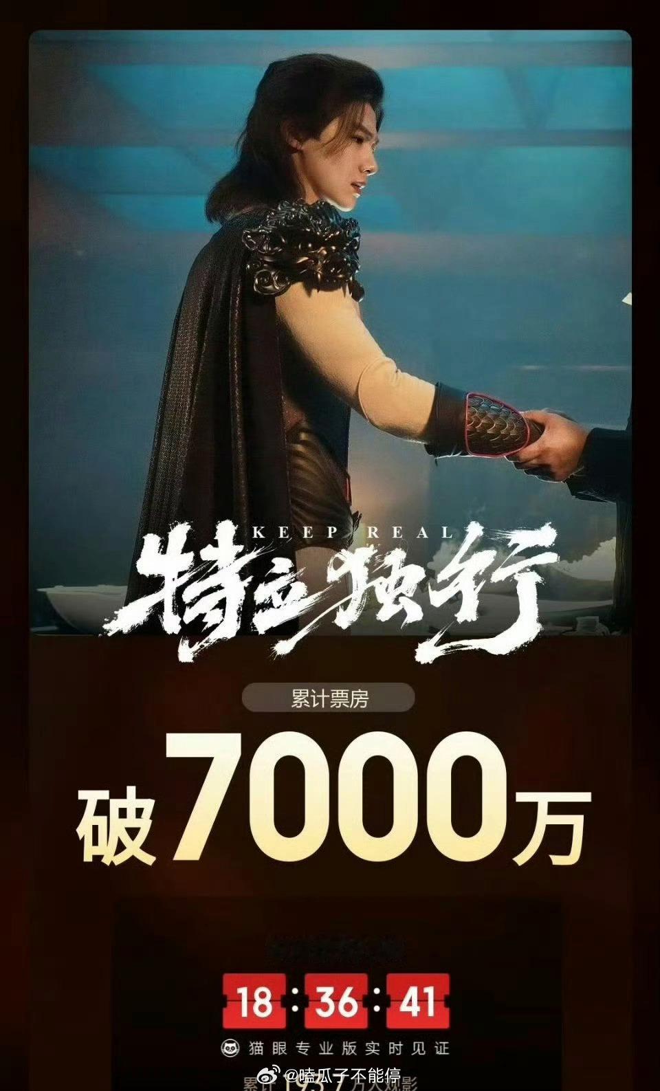 白敬亭 特立独行票房破7000万！！ 