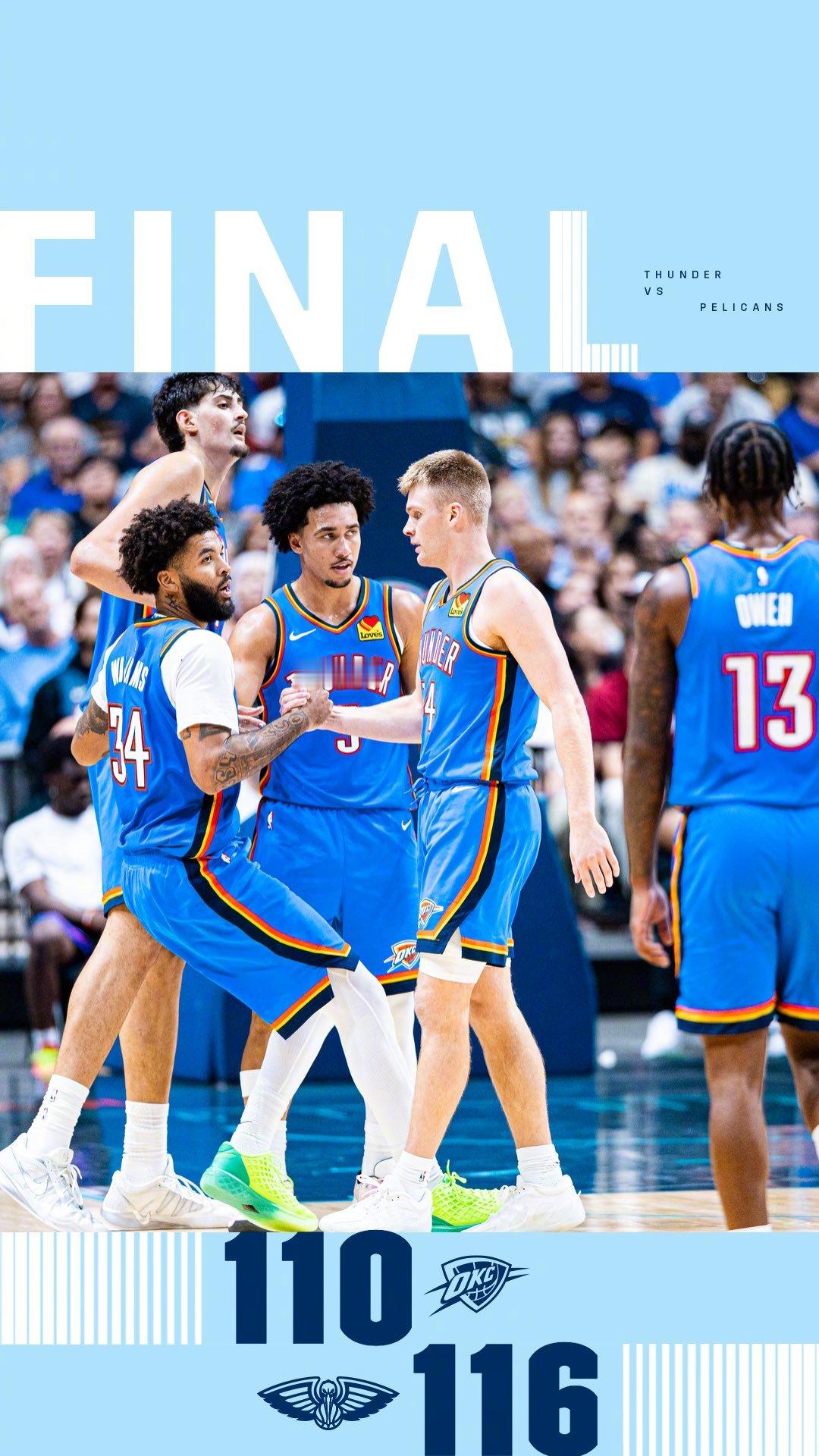遗憾告负，下场再战！鹈鹕vs雷霆NBA季前赛雷霆[超话] ​​​