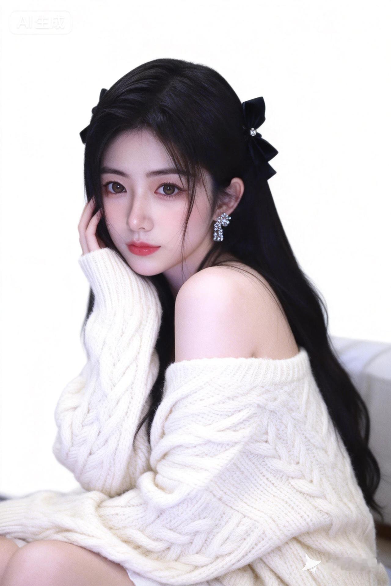 超高颜值美少女，瓷白肌肤、奶油白肌肤，无辜大眼睛，微醺，自然松弛，网感妆，自然光