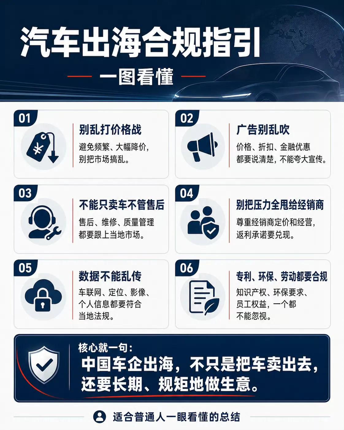 其实核心就是，出海要团结一致，共同铸就中国车企在全球竞争力！目前，已经有奇瑞、比