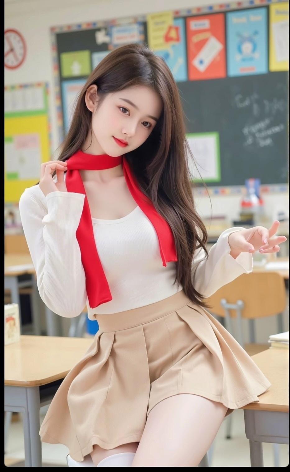 小姐姐今天的摆拍，满满的校园风扑面而来。的确是超级beautiful，别有一番风