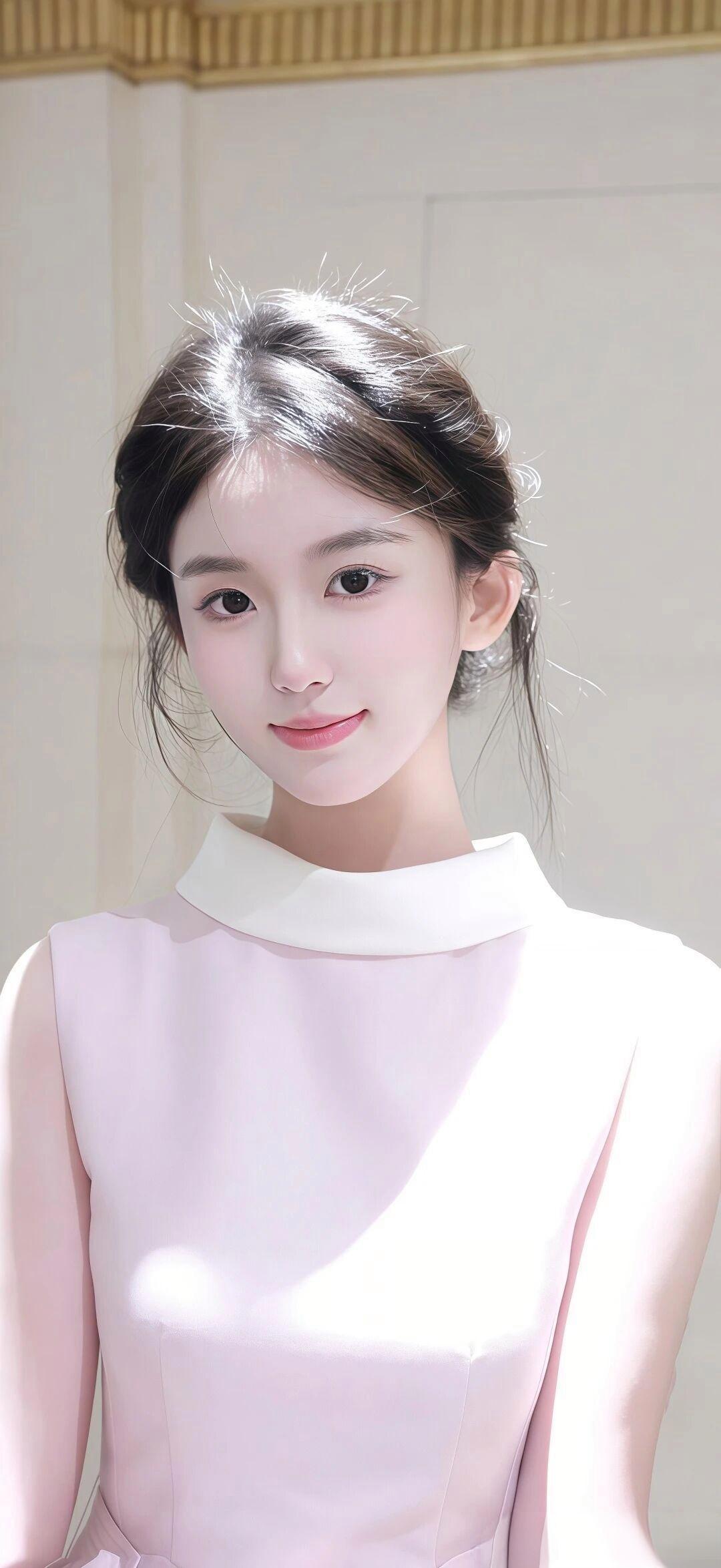 你是光揉碎在素色的瓷，
是风掠过柔发的轻，
是粉色裙摆里栖居的春，
在眼眸的深潭