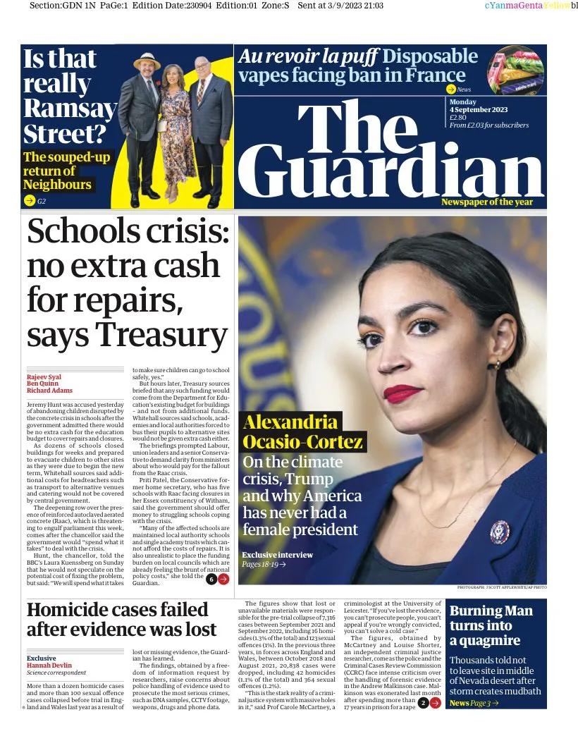  英政府称没有额外钱修校舍 

《卫报》报道，英国财政部承认，教育部现有的预算中