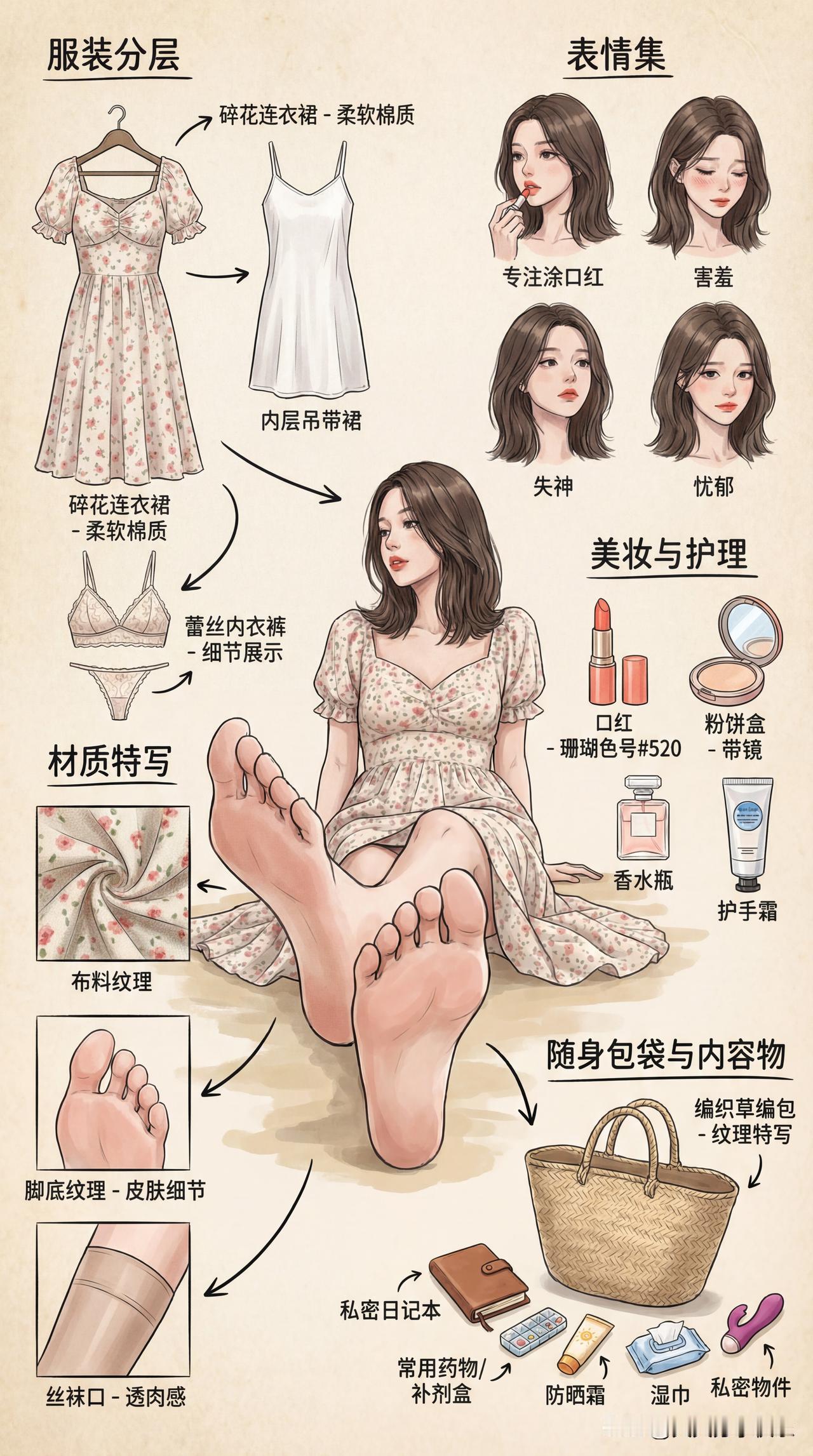 ai美女穿搭分解图ai穿搭展示 AI穿搭解析 AI穿搭分析 ai裙穿搭 AI穿搭