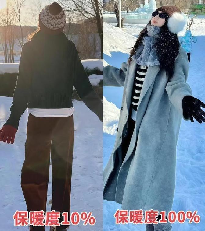 哈尔滨零下二十度，风呼呼往腿上钻，赵露思在上周逛中央大街时，随手裹了双粉色厚袜在