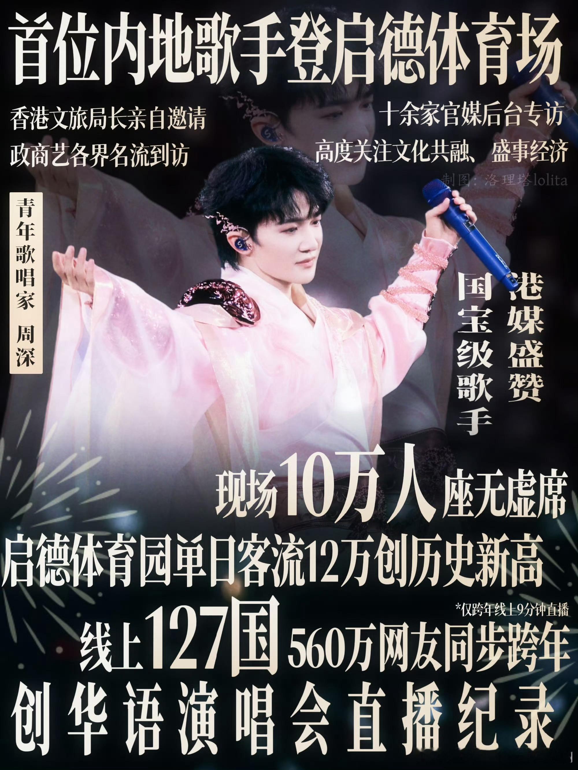 周深作为首位内地歌手登启德体育场，结算页面有！ 