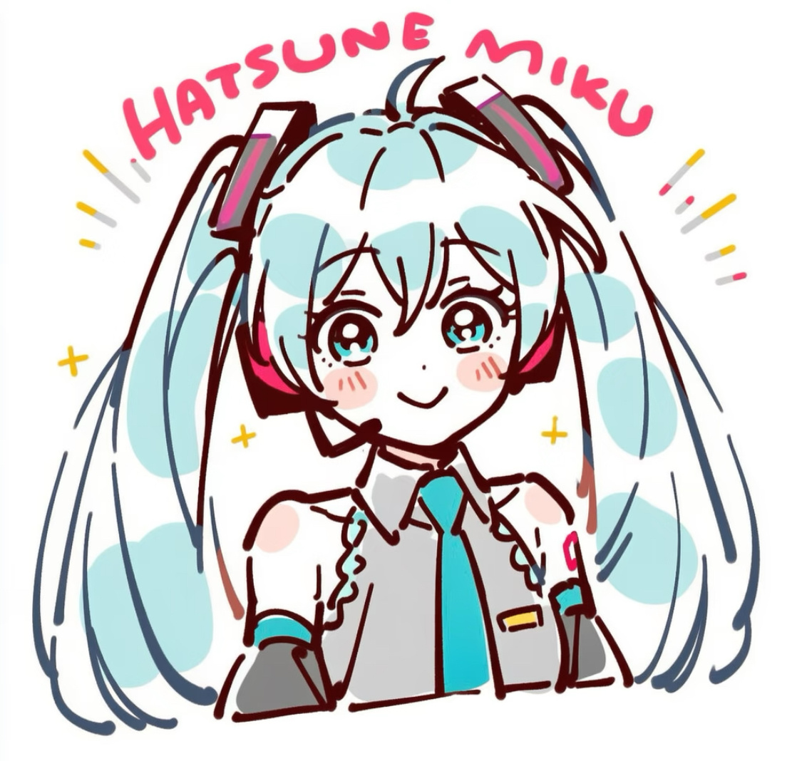 简笔画风格的初音未来💚太萌了吧！二次元招新季初音未来日漫 ​​​