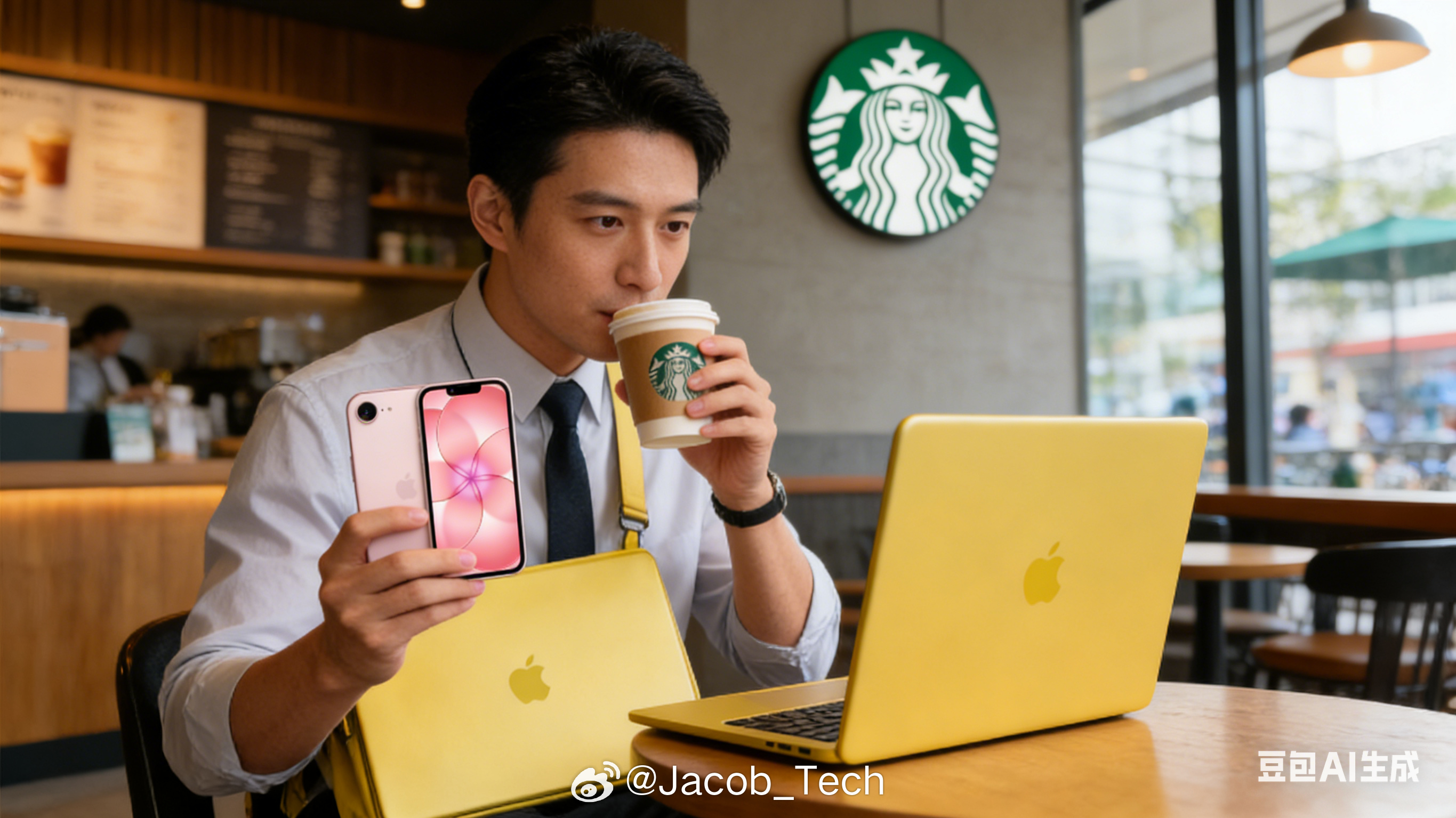 星巴克看到我拿这全新的MacBook Neo跟iPhone17e不会把我拒之门外