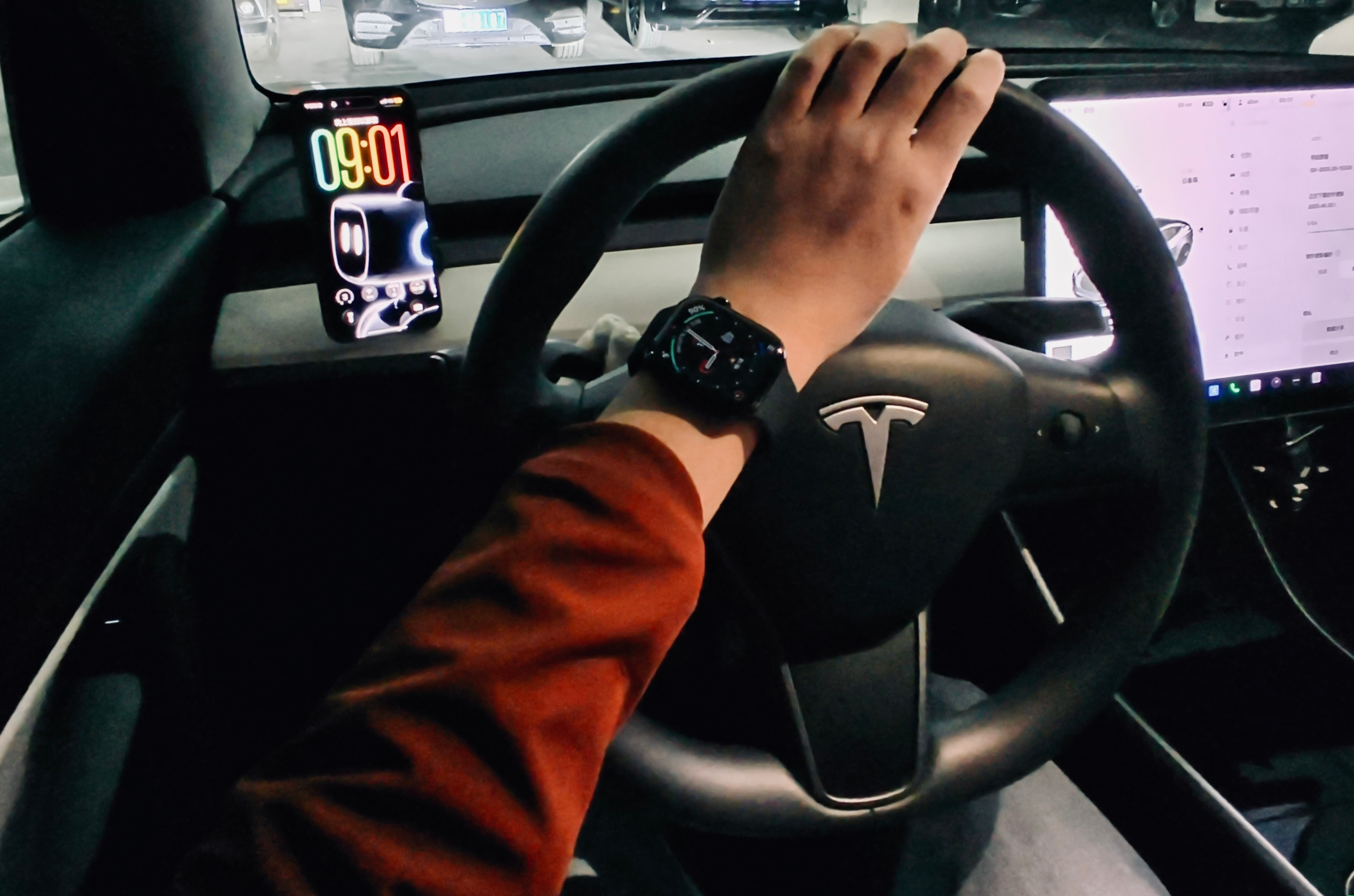 今天开小车出门办事，前阵子看到小红书上说现在的新“屌丝三宝”是特斯拉Model 