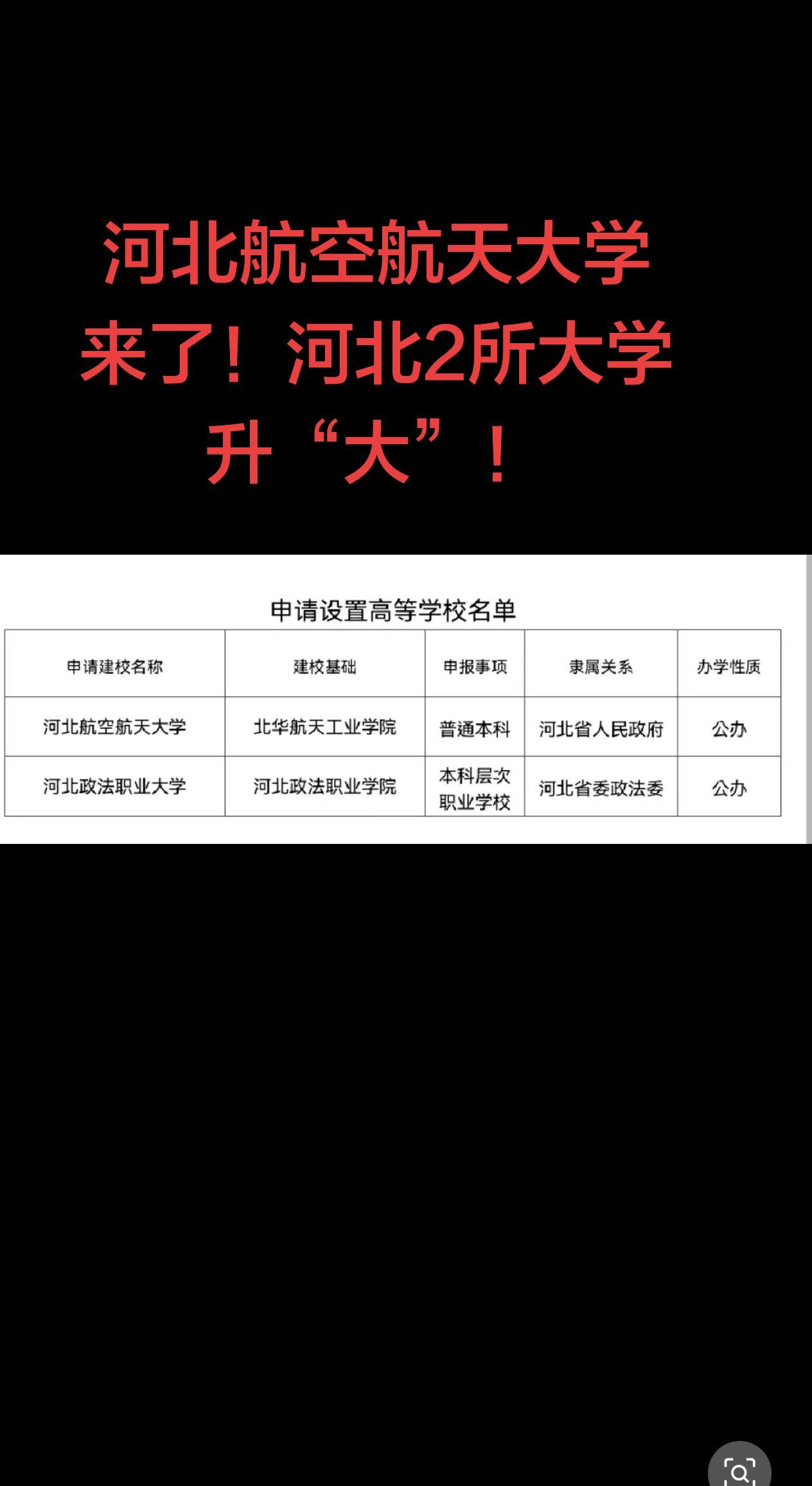 河北航空航天大学来了！河北2所大学升“大”！