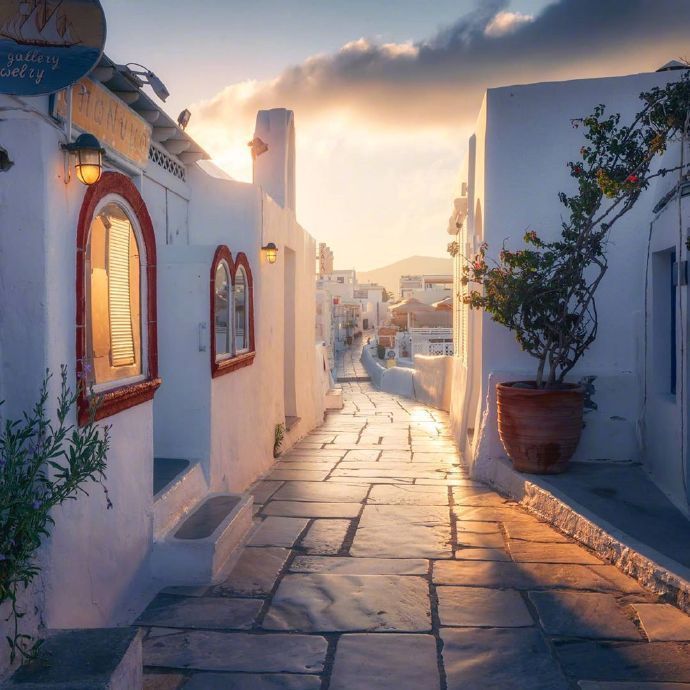 傍晚的圣托里尼，真的迷死个人上帝视角看世界